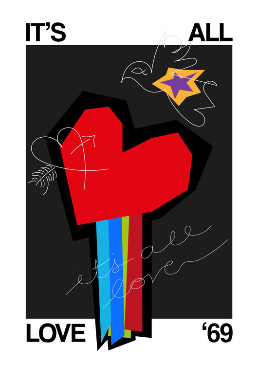 Levně Plakát, Obraz - All Love Heart Grey, Frances Collett, 30 × 40 cm