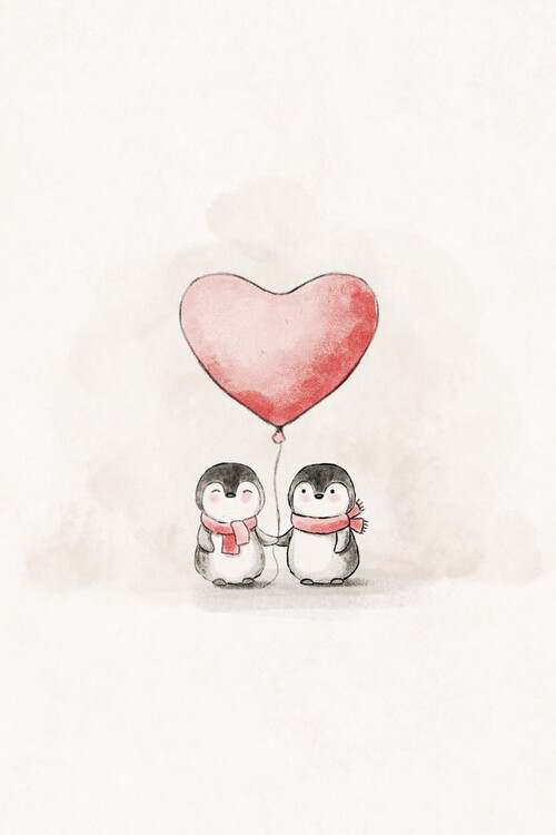 Levně Plakát, Obraz - Penguin in Love, Xuan Thai, 26.7 × 40 cm