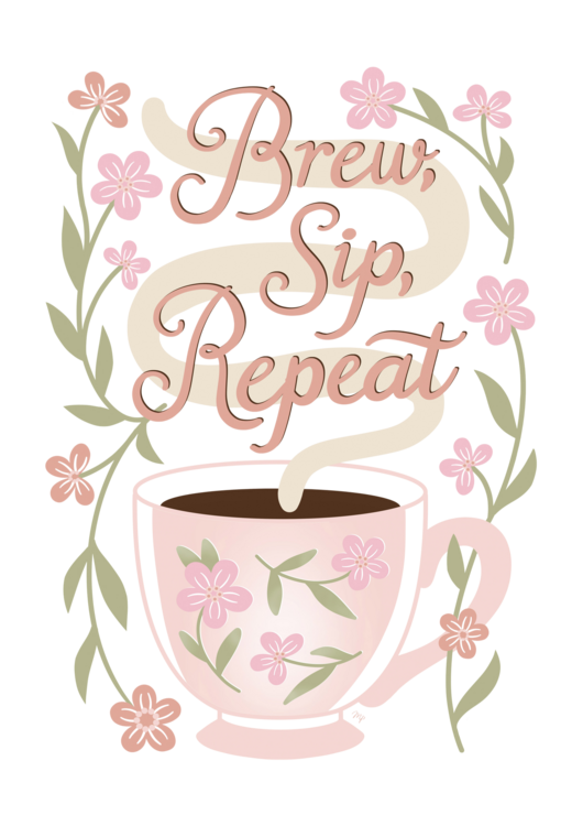 T-shirt Brew, Sip, Repeat Coffee Quote