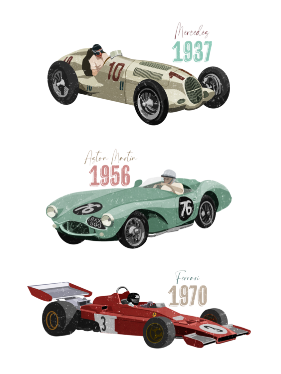 T-shirt Vintage Racecars