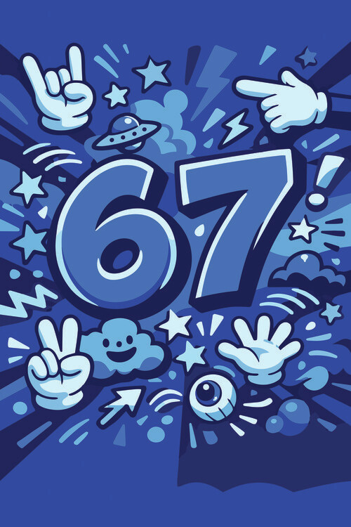 Sticker Six Seven - 67 blue 2