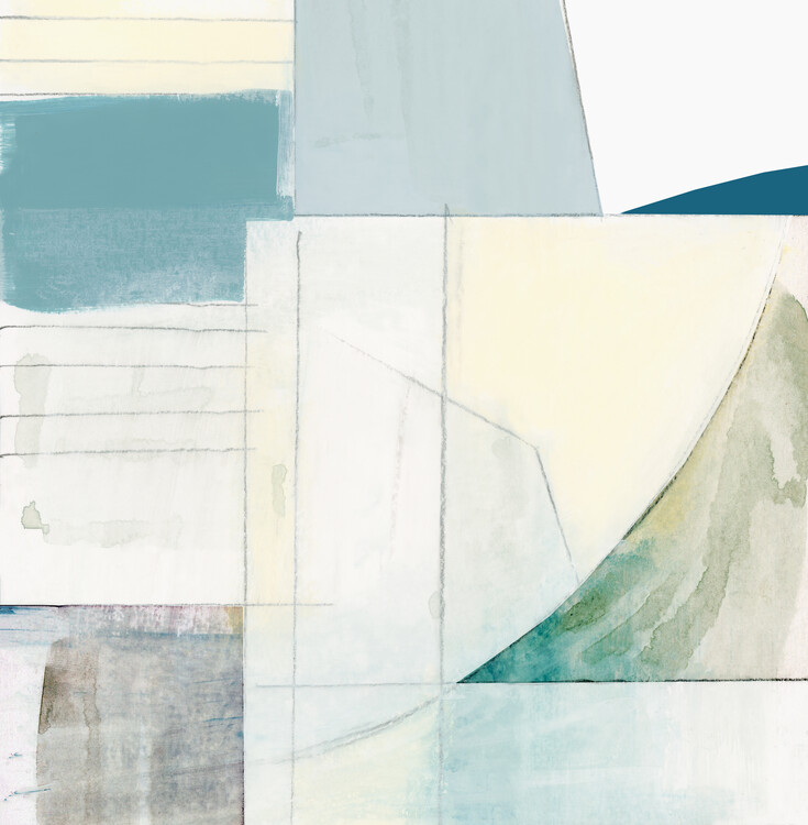 Αφίσα Abstract Blue and White Shapes Neutral No 1 Print