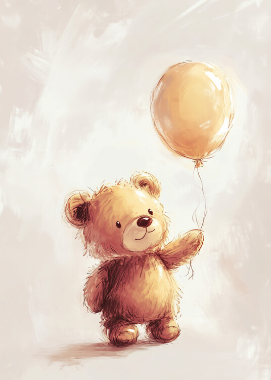 Poster Teddy Bear and Balloon