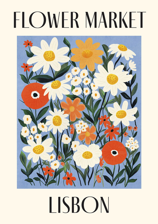 Poster Flower Market Lisbon Portugal