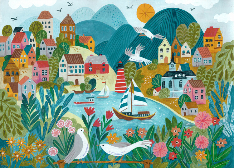 Levně Plakát, Obraz - Coastal Village, Caroline Bonne Muller, 40 × 30 cm
