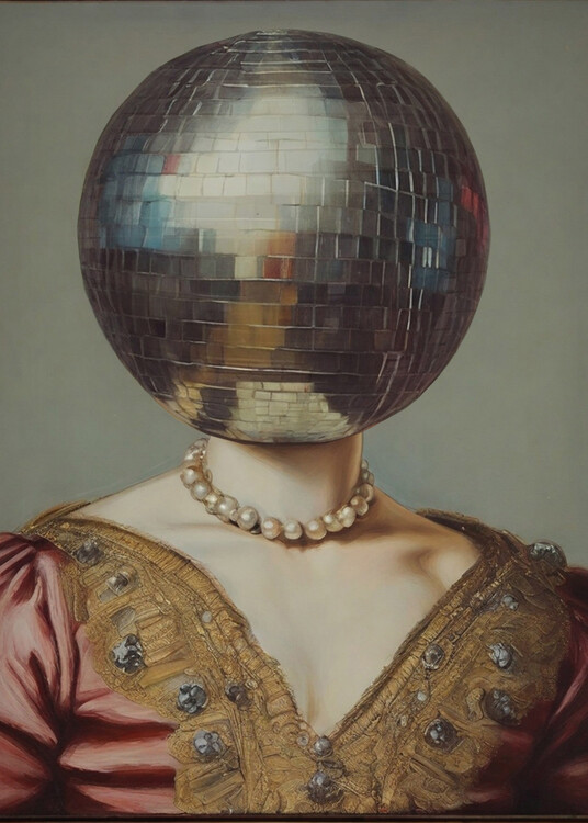 Poster DiscoHead Queen / Altered Collage Art