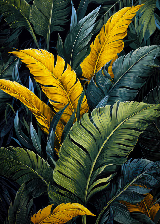 Levně Plakát, Obraz - Palms Leaves 40, Justyna Jaszke, 30 × 40 cm