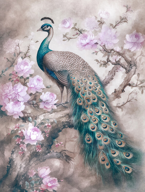 Levně Plakát, Obraz - Peacocks Romance Garden, Andrea Haase, 30 × 40 cm