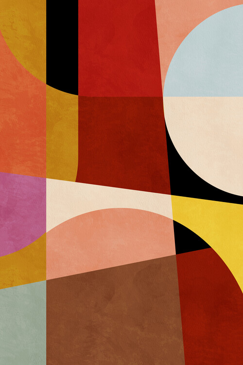 Poster Warm Colors Bauhaus Geometry2