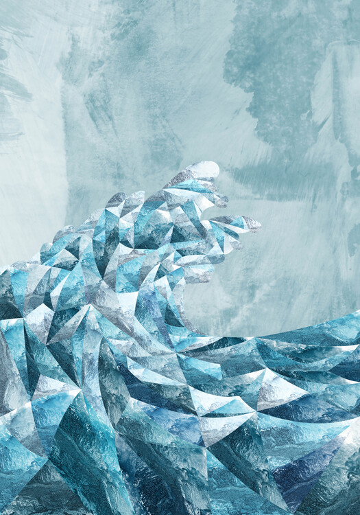Levně Plakát, Obraz - Geometric Metallic Silver Wave, Sarah Manovski, 26.7 × 40 cm