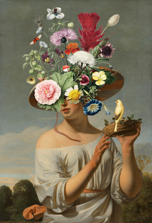 Poster Woman In a Large Floral Hat