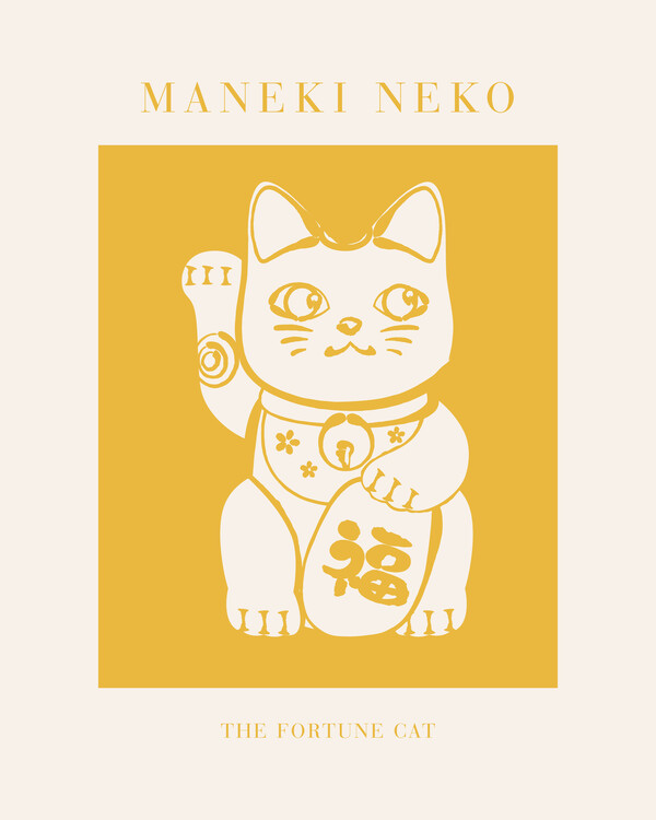 Poster Maneki-Neko Yellow Cat