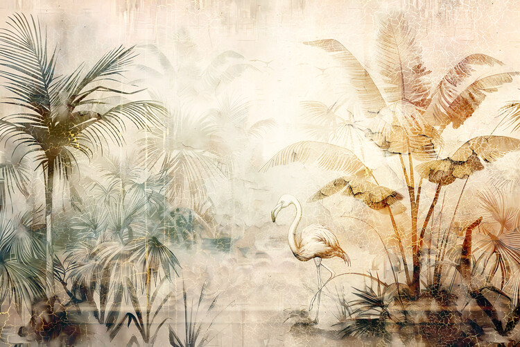 Poster Flamingo Animal Vintage Art Illustration Wallart 04