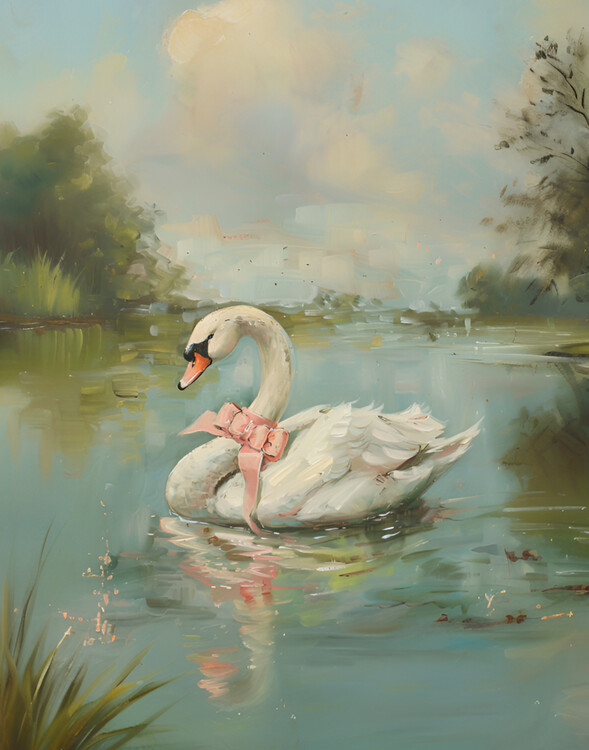 Levně Plakát, Obraz - Vintage Swan Coquette, Jolly and Dash, 30 × 40 cm