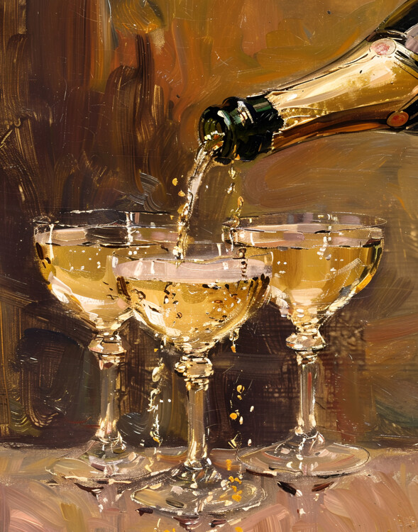 Levně Plakát, Obraz - Vintage Champagne, Jolly and Dash, 30 × 40 cm
