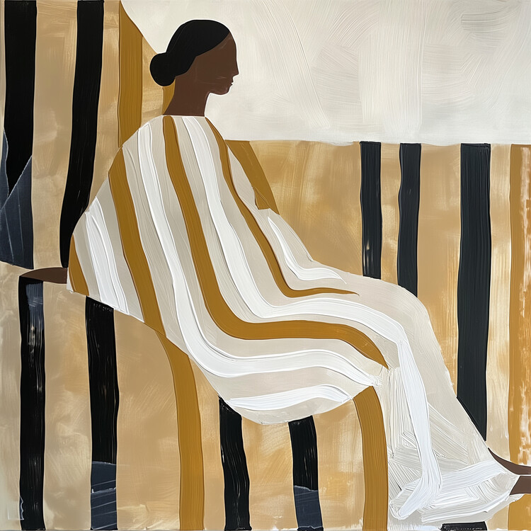 Levně Plakát, Obraz - Lady In Stripes, SHANDU, 40 × 40 cm