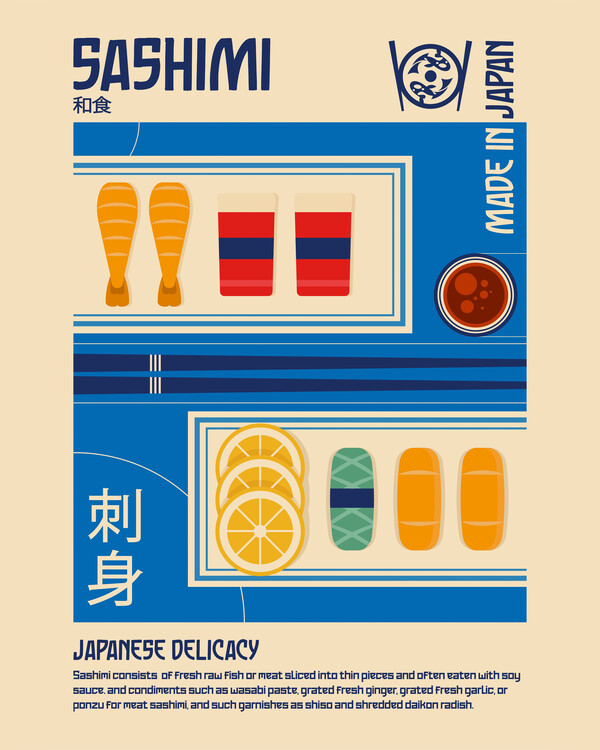 Plakát Sashimi Japanese Food Print