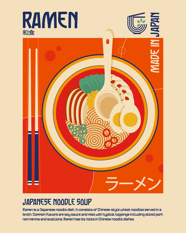 Levně Plakát, Obraz - Ramen Japanese Food Print, Retrodrome, 30 × 40 cm