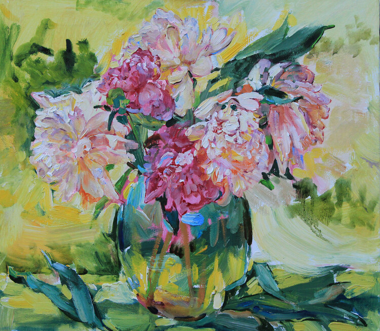 Plakát Peonies in a vase