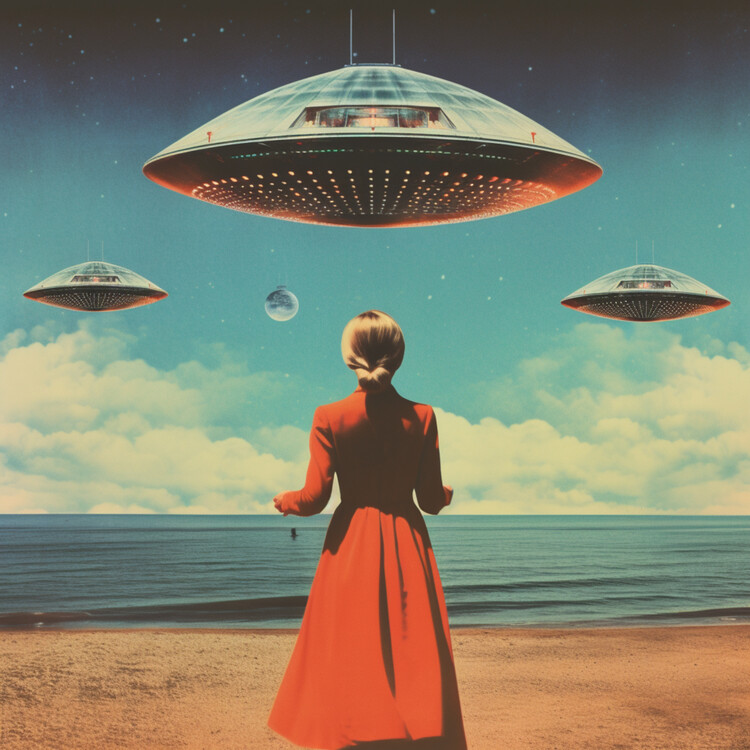 Poster UFO Skies Collage Art