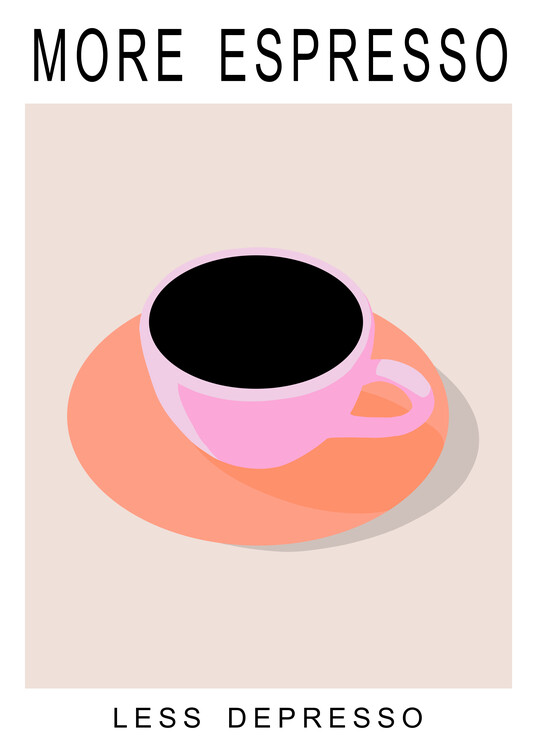 Levně Plakát, Obraz - More Espresso Less Depresso, ByKammille, 30 × 40 cm