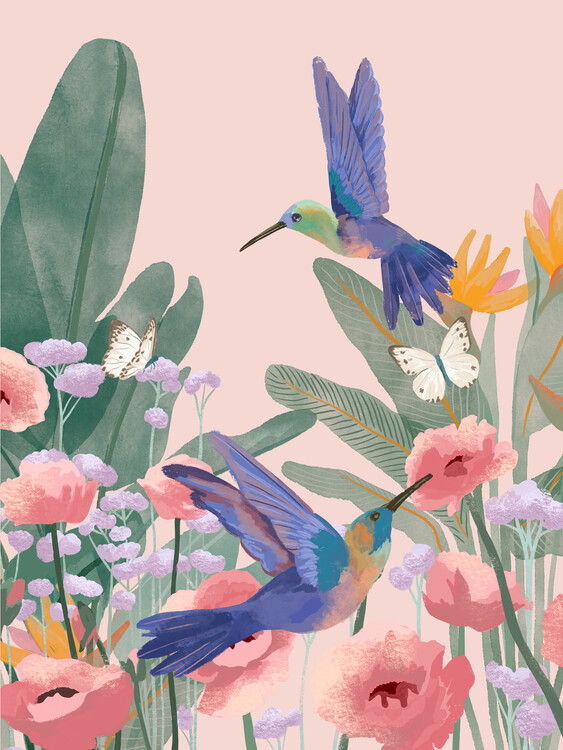 Levně Plakát, Obraz - Hummingbirds, Goed Blauw, 30 × 40 cm