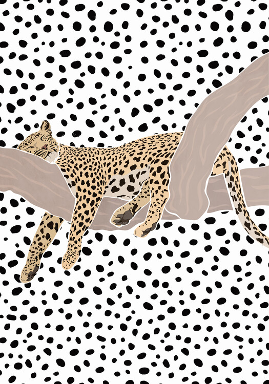 Poster Leopard Sleeping Polkadots