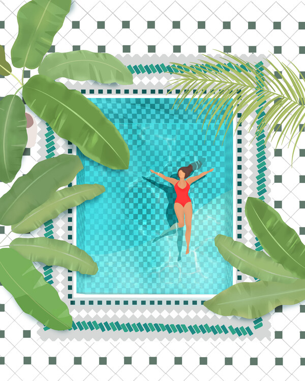 Levně Plakát, Obraz - Riad Pool, Petra Lizde, 30 × 40 cm