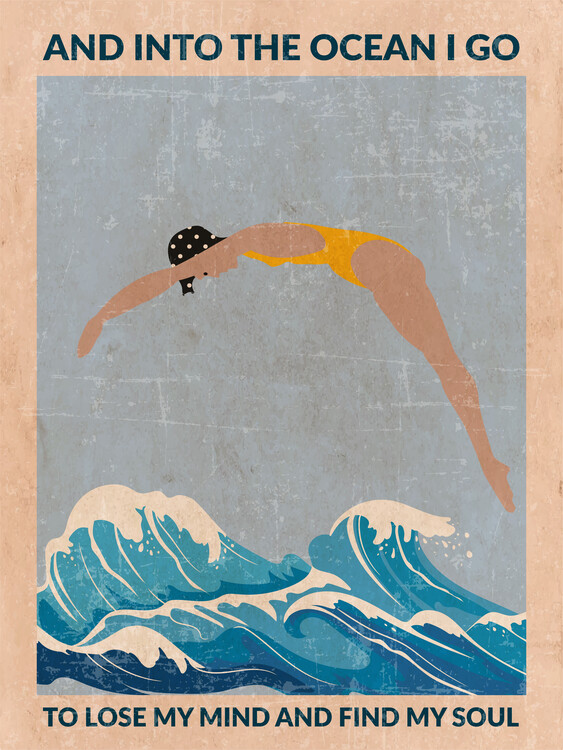 Poster Into the Ocean (blue) Standard Wall Art