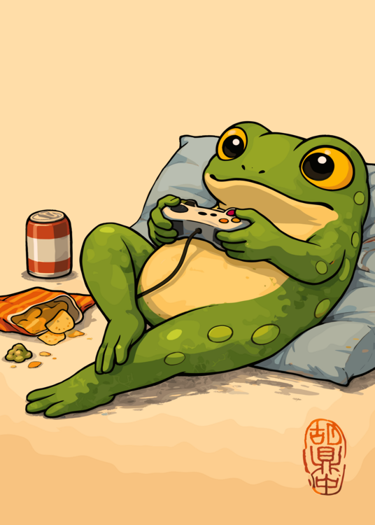 Plakat FROG PLAYING VIDEO GAME
