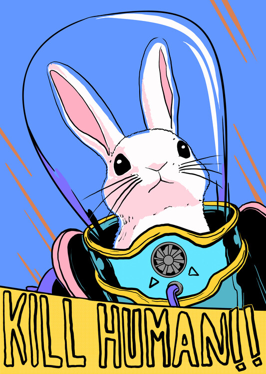Poster cute rabbits invade the earth