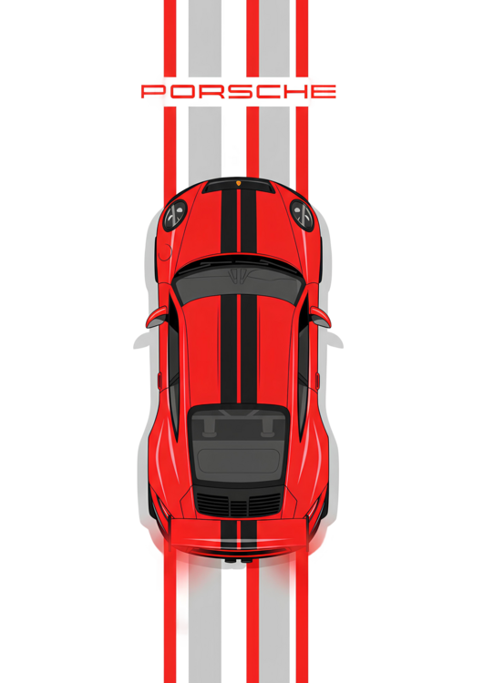 T-shirt Porsche 911 GT3 RS in Guards Red Minimalist Poster Art