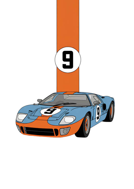 T-shirt Ford GT40 Gulf Racing Livery in Light Blue and Orange