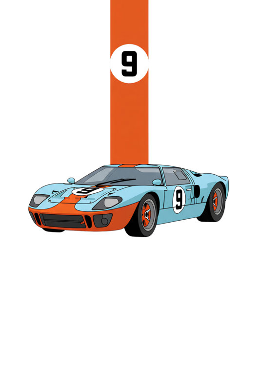 T-shirt Ford GT40 Number 9 Gulf Racing Livery Le Mans Winner