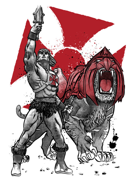 Плакат Prince Adam and battle cat sumi e