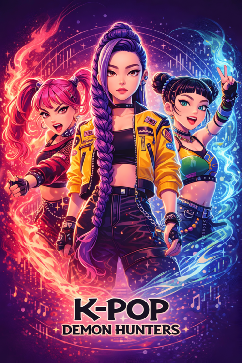 Poster K-Pop Group Wall Art – Modern Idol Stage Illustration