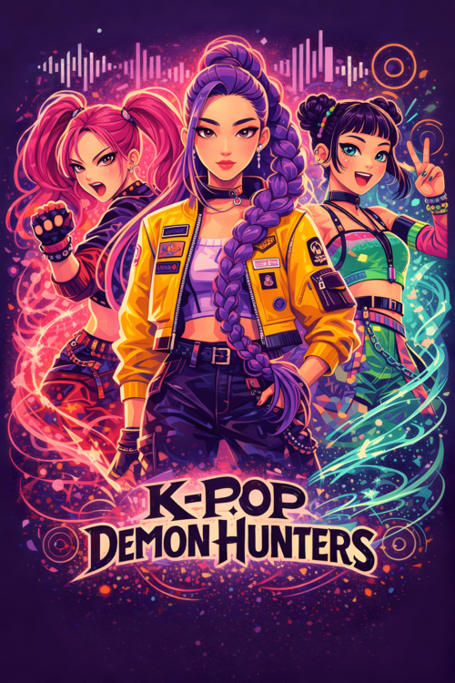 Poster K-Pop Girl Band Poster – Energetic Performance Artwork