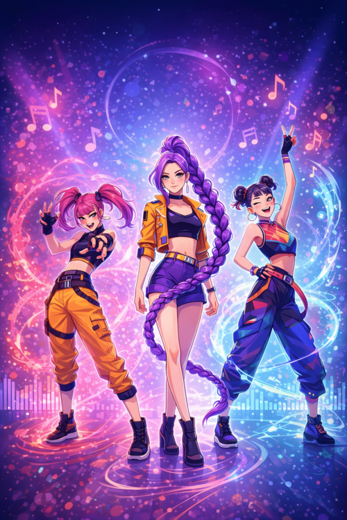 Canvas Print K-Pop Choreography Art Print – Vibrant Idol Group Poster