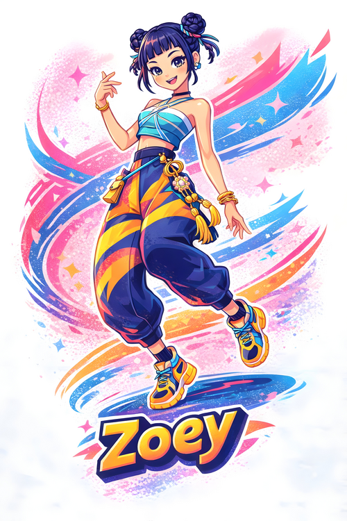 Poster Zoey Stage Pose Poster – Modern K-Pop Girl Group Art