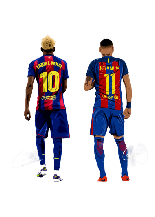 Футболка Drawing Art Yamal And Neymar Jr Illustration Poster
