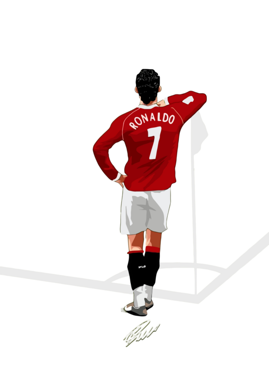 T-shirt Footballer No 7 With Red Jersey Illustration