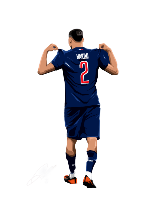 T-shirt Drawing Art Hakimi PSG Illustration Poster