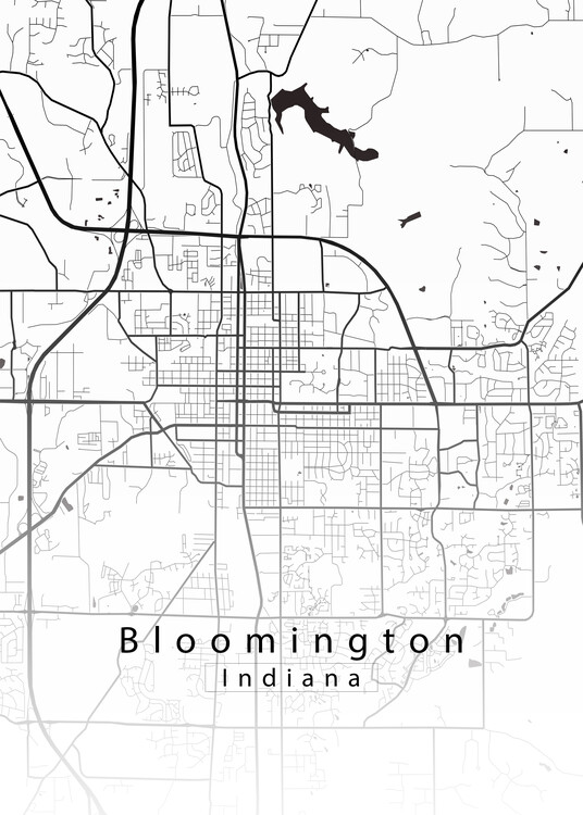 Juliste Bloomington Indiana City Map white