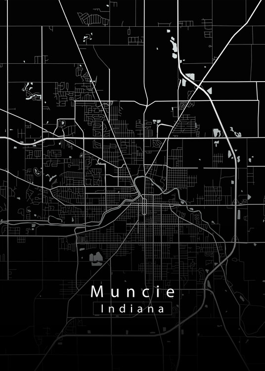 Juliste Muncie Indiana City Map black