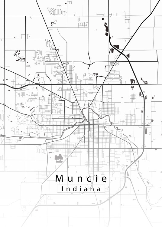 Juliste Muncie Indiana City Map white