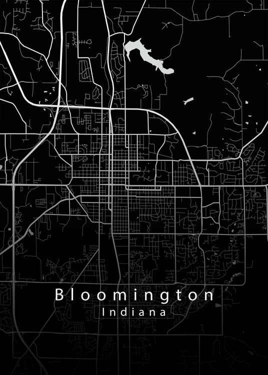 Juliste Bloomington Indiana City Map black