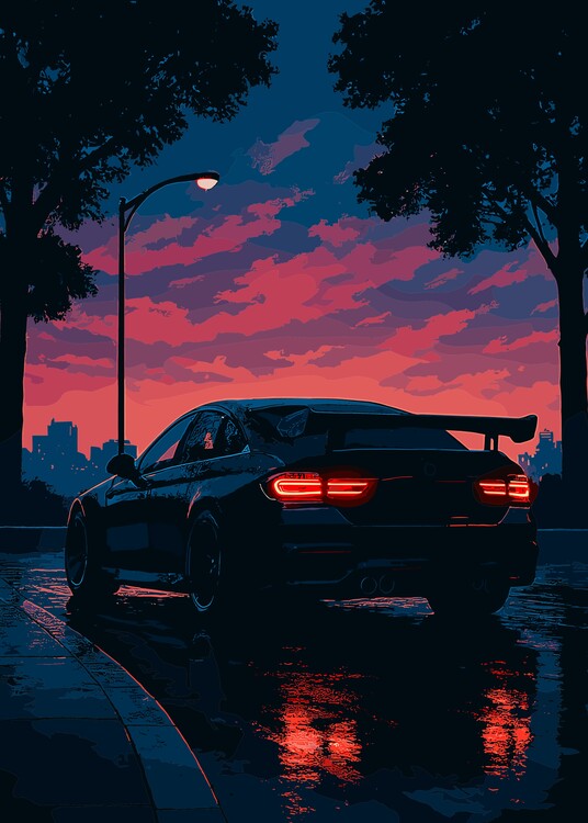 Plakat Black Car Cityscape