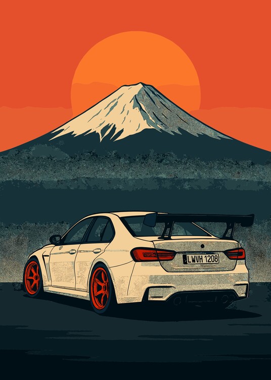 Plakat Japanese Fuji Mount Sport Car