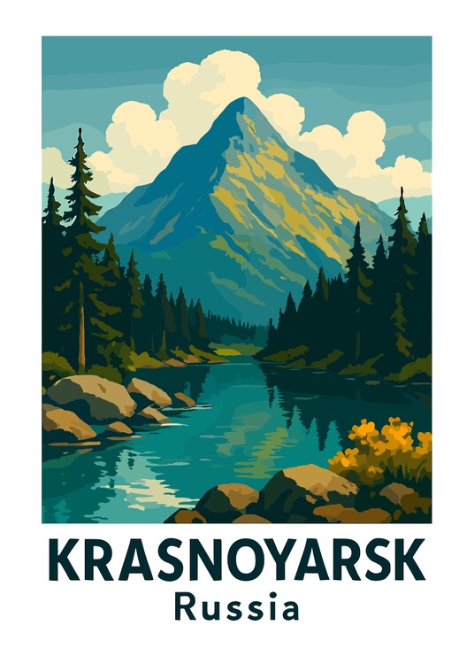 Poster Krasnoyarak Russia Landscape Travel