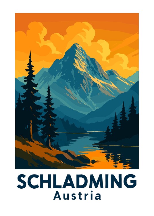 Poster Schladming Austria Landscape Travel
